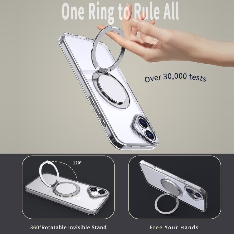 For iPhone 16 Plus 360-degree Rotating MagSafe Magnetic Holder Phone Case(Transparent) - iPhone 16 Plus Cases by buy2fix | Online Shopping UK | buy2fix
