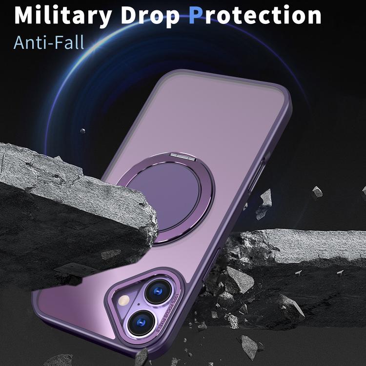 For iPhone 16 Plus 360-degree Rotating MagSafe Magnetic Holder Phone Case(Purple) - iPhone 16 Plus Cases by buy2fix | Online Shopping UK | buy2fix