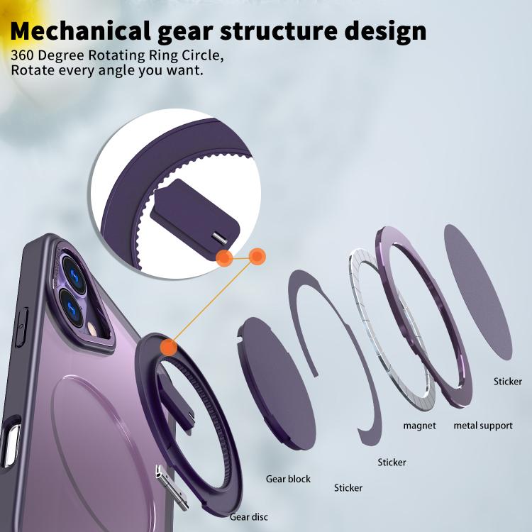 For iPhone 16 Plus 360-degree Rotating MagSafe Magnetic Holder Phone Case(Purple) - iPhone 16 Plus Cases by buy2fix | Online Shopping UK | buy2fix