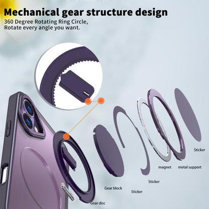 For iPhone 16 Plus 360-degree Rotating MagSafe Magnetic Holder Phone Case(Purple) - iPhone 16 Plus Cases by buy2fix | Online Shopping UK | buy2fix