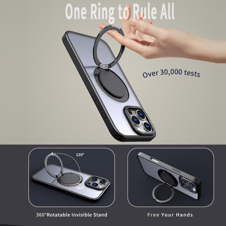 For iPhone 16 Pro 360-degree Rotating MagSafe Magnetic Holder Phone Case(Black) - iPhone 16 Pro Cases by buy2fix | Online Shopping UK | buy2fix