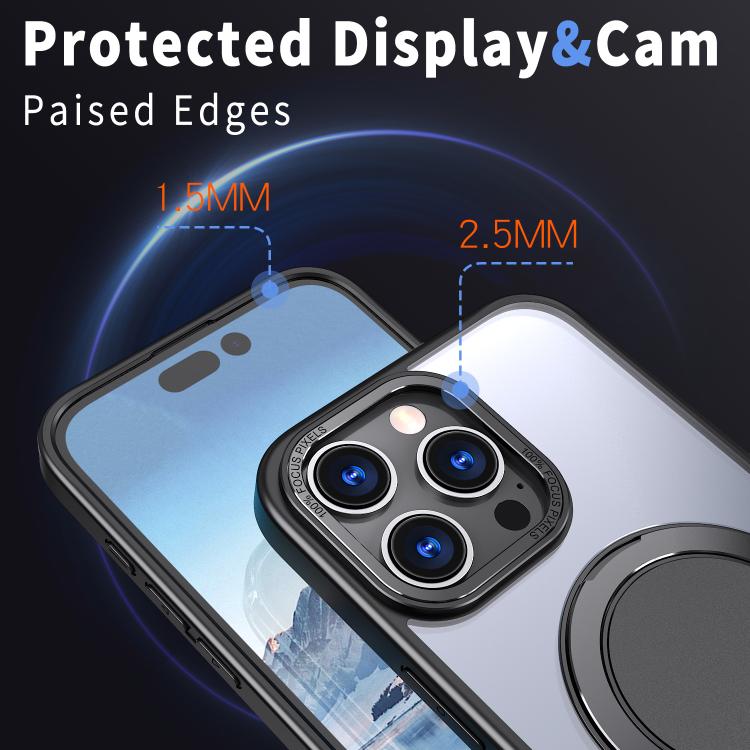 For iPhone 16 Pro 360-degree Rotating MagSafe Magnetic Holder Phone Case(Black) - iPhone 16 Pro Cases by buy2fix | Online Shopping UK | buy2fix