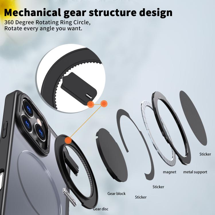 For iPhone 16 Pro 360-degree Rotating MagSafe Magnetic Holder Phone Case(Black) - iPhone 16 Pro Cases by buy2fix | Online Shopping UK | buy2fix