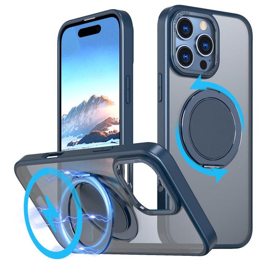 For iPhone 16 Pro 360-degree Rotating MagSafe Magnetic Holder Phone Case(Blue)