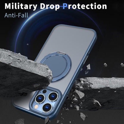For iPhone 16 Pro 360-degree Rotating MagSafe Magnetic Holder Phone Case(Blue) - iPhone 16 Pro Cases by buy2fix | Online Shopping UK | buy2fix