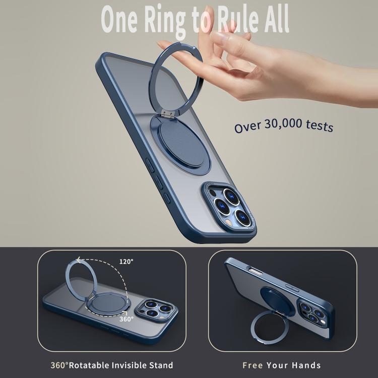 For iPhone 16 Pro 360-degree Rotating MagSafe Magnetic Holder Phone Case(Blue) - iPhone 16 Pro Cases by buy2fix | Online Shopping UK | buy2fix