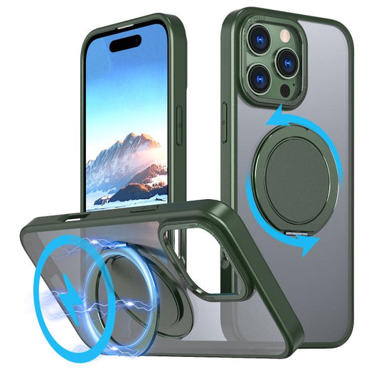 For iPhone 16 Pro 360-degree Rotating MagSafe Magnetic Holder Phone Case(Green)
