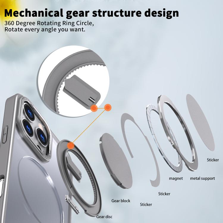 For iPhone 16 Pro 360-degree Rotating MagSafe Magnetic Holder Phone Case(Titanium Grey) - iPhone 16 Pro Cases by buy2fix | Online Shopping UK | buy2fix