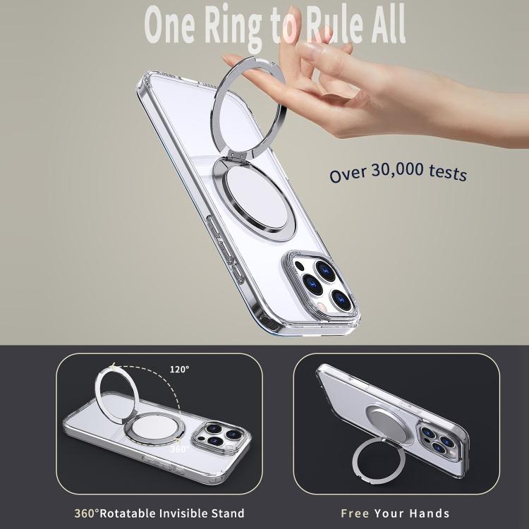For iPhone 16 Pro 360-degree Rotating MagSafe Magnetic Holder Phone Case(Transparent) - iPhone 16 Pro Cases by buy2fix | Online Shopping UK | buy2fix