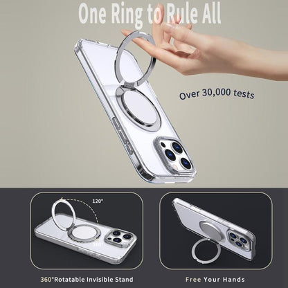 For iPhone 16 Pro 360-degree Rotating MagSafe Magnetic Holder Phone Case(Transparent) - iPhone 16 Pro Cases by buy2fix | Online Shopping UK | buy2fix