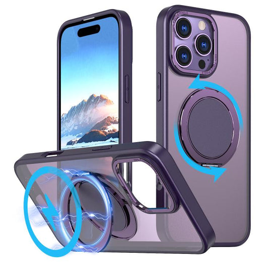 For iPhone 16 Pro 360-degree Rotating MagSafe Magnetic Holder Phone Case(Purple)