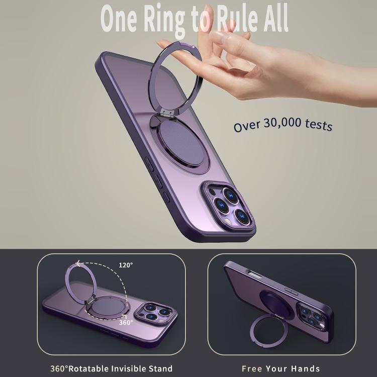 For iPhone 16 Pro 360-degree Rotating MagSafe Magnetic Holder Phone Case(Purple) - iPhone 16 Pro Cases by buy2fix | Online Shopping UK | buy2fix