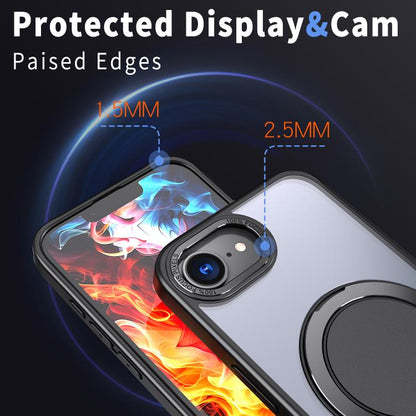 For iPhone 16e 360-degree Rotating MagSafe Magnetic Holder Phone Case(Black) - iPhone 16e Cases by buy2fix | Online Shopping UK | buy2fix