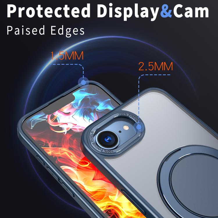 For iPhone 16e 360-degree Rotating MagSafe Magnetic Holder Phone Case(Blue) - iPhone 16e Cases by buy2fix | Online Shopping UK | buy2fix