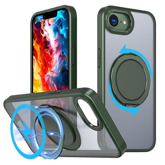 For iPhone 16e 360-degree Rotating MagSafe Magnetic Holder Phone Case(Green) - iPhone 16e Cases by buy2fix | Online Shopping UK | buy2fix