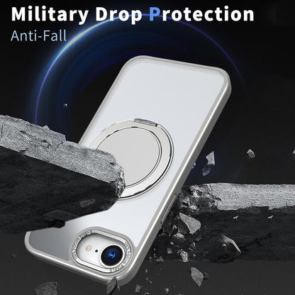 For iPhone 16e 360-degree Rotating MagSafe Magnetic Holder Phone Case(Titanium Grey) - iPhone 16e Cases by buy2fix | Online Shopping UK | buy2fix