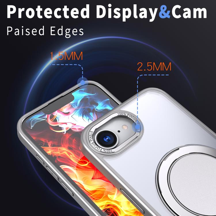 For iPhone 16e 360-degree Rotating MagSafe Magnetic Holder Phone Case(Titanium Grey) - iPhone 16e Cases by buy2fix | Online Shopping UK | buy2fix