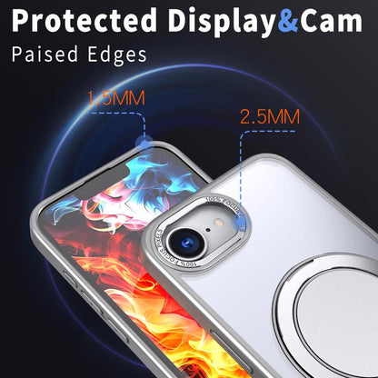 For iPhone 16e 360-degree Rotating MagSafe Magnetic Holder Phone Case(Titanium Grey) - iPhone 16e Cases by buy2fix | Online Shopping UK | buy2fix