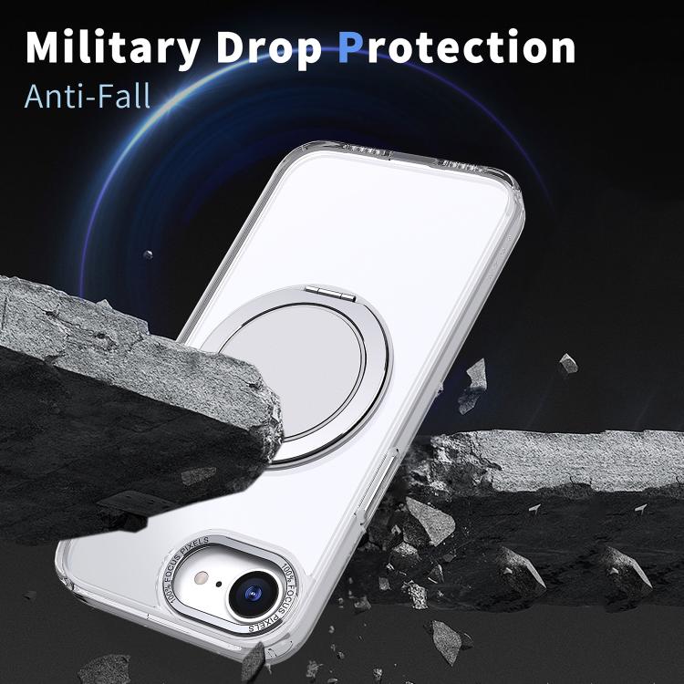 For iPhone 16e 360-degree Rotating MagSafe Magnetic Holder Phone Case(Transparent) - iPhone 16e Cases by buy2fix | Online Shopping UK | buy2fix