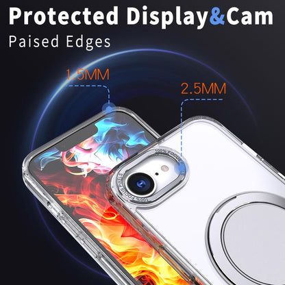 For iPhone 16e 360-degree Rotating MagSafe Magnetic Holder Phone Case(Transparent) - iPhone 16e Cases by buy2fix | Online Shopping UK | buy2fix