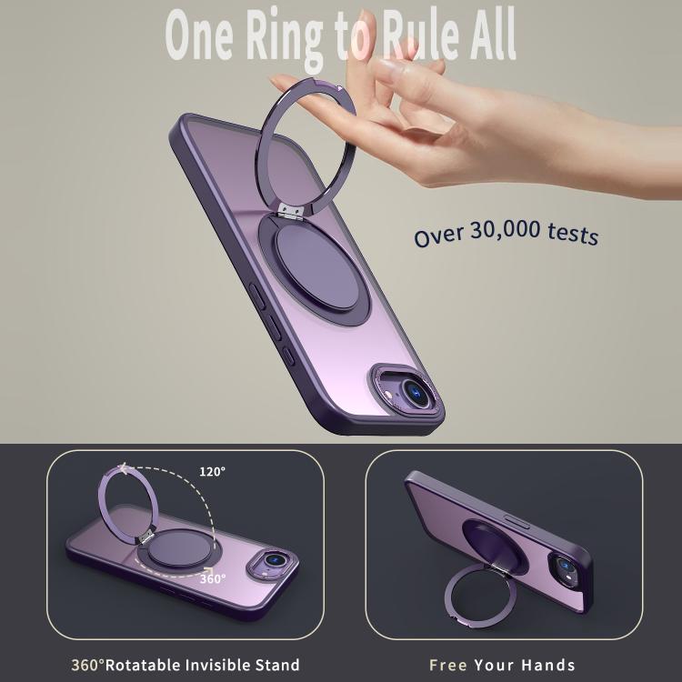 For iPhone 16e 360-degree Rotating MagSafe Magnetic Holder Phone Case(Purple) - iPhone 16e Cases by buy2fix | Online Shopping UK | buy2fix