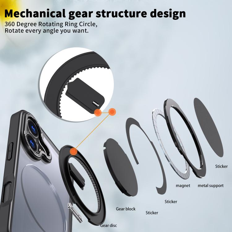 For iPhone 17 360-degree Rotating MagSafe Magnetic Holder Phone Case(Black) - iPhone 17 Cases by buy2fix | Online Shopping UK | buy2fix