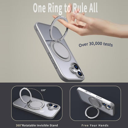 For iPhone 17 360-degree Rotating MagSafe Magnetic Holder Phone Case(Titanium Grey) - iPhone 17 Cases by buy2fix | Online Shopping UK | buy2fix