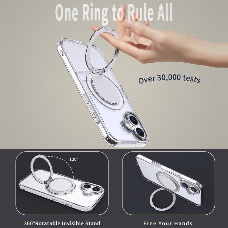 For iPhone 17 360-degree Rotating MagSafe Magnetic Holder Phone Case(Transparent) - iPhone 17 Cases by buy2fix | Online Shopping UK | buy2fix