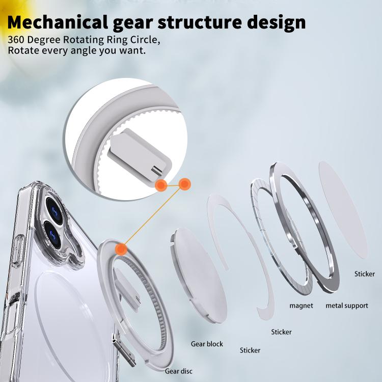 For iPhone 17 360-degree Rotating MagSafe Magnetic Holder Phone Case(Transparent) - iPhone 17 Cases by buy2fix | Online Shopping UK | buy2fix