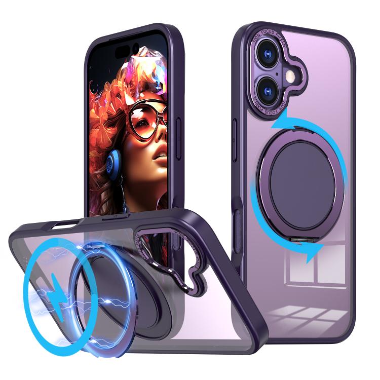 For iPhone 17 360-degree Rotating MagSafe Magnetic Holder Phone Case(Purple) - iPhone 17 Cases by buy2fix | Online Shopping UK | buy2fix