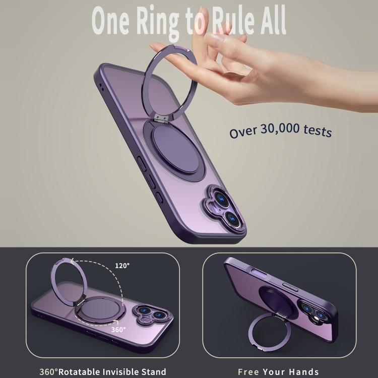 For iPhone 17 360-degree Rotating MagSafe Magnetic Holder Phone Case(Purple) - iPhone 17 Cases by buy2fix | Online Shopping UK | buy2fix