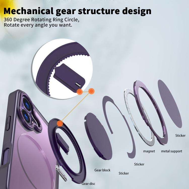 For iPhone 17 360-degree Rotating MagSafe Magnetic Holder Phone Case(Purple) - iPhone 17 Cases by buy2fix | Online Shopping UK | buy2fix