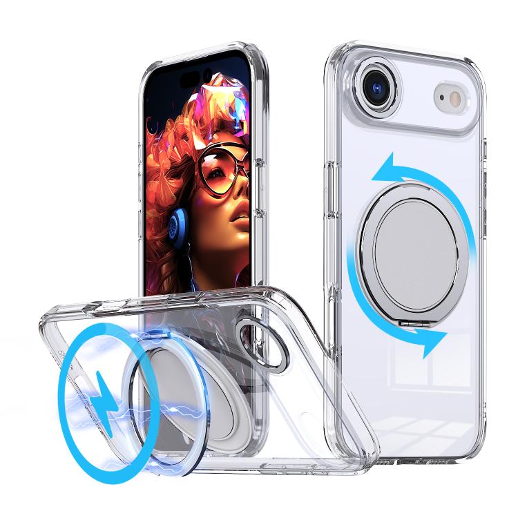 For iPhone Air 360-degree Rotating MagSafe Magnetic Holder Phone Case(Transparent) - iPhone Air Cases by buy2fix | Online Shopping UK | buy2fix