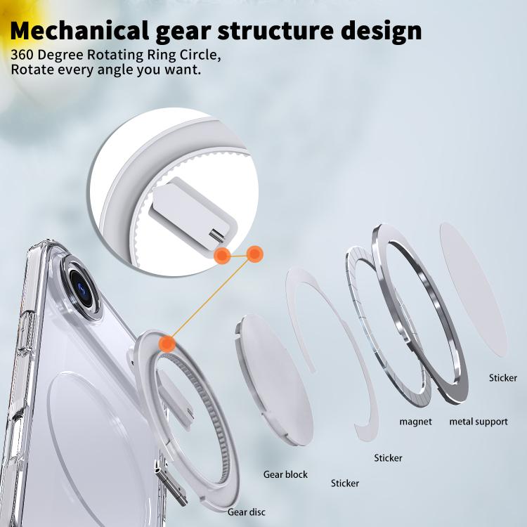 For iPhone Air 360-degree Rotating MagSafe Magnetic Holder Phone Case(Transparent) - iPhone Air Cases by buy2fix | Online Shopping UK | buy2fix