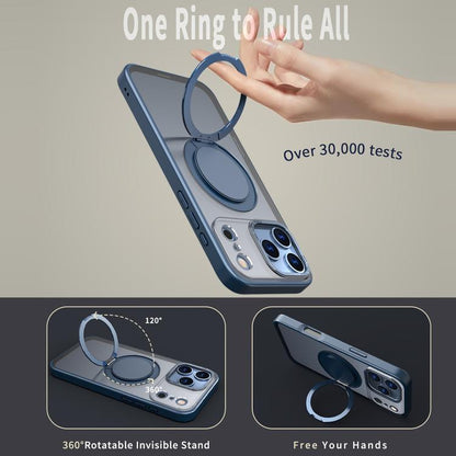 For iPhone 17 Pro 360-degree Rotating MagSafe Magnetic Holder Phone Case(Blue) - iPhone 17 Pro Cases by buy2fix | Online Shopping UK | buy2fix
