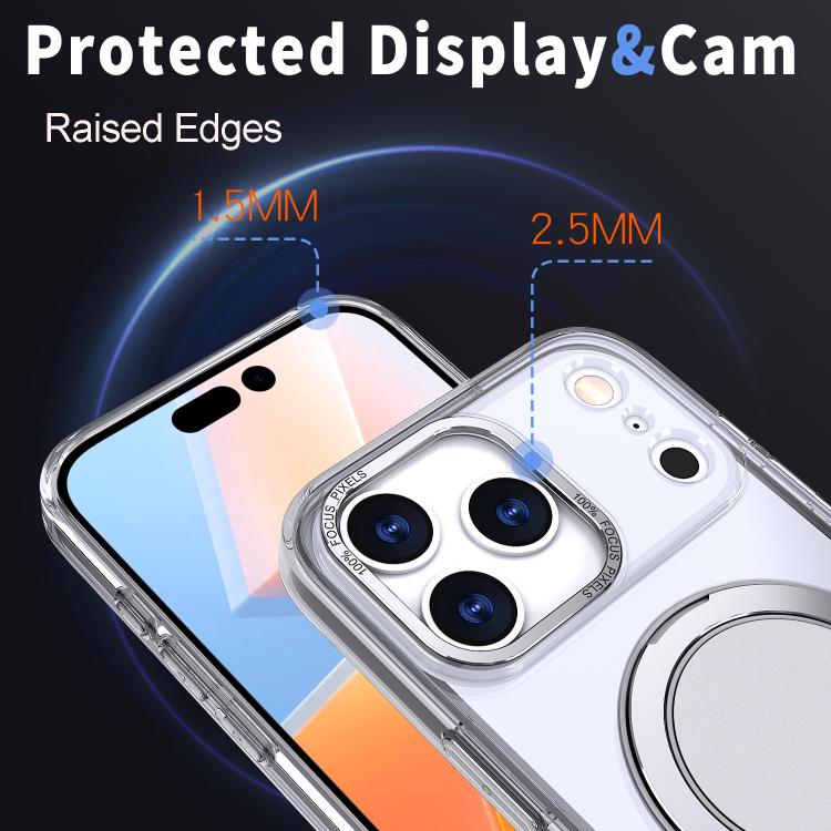 For iPhone 17 Pro 360-degree Rotating MagSafe Magnetic Holder Phone Case(Transparent) - iPhone 17 Pro Cases by buy2fix | Online Shopping UK | buy2fix