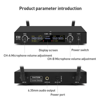 XTUGA U-771 UHF Lapel Two Way Radio Wireless Microphone, 1 Mic + 1 BodyPacks + Host - Microphone by XTUGA | Online Shopping UK | buy2fix
