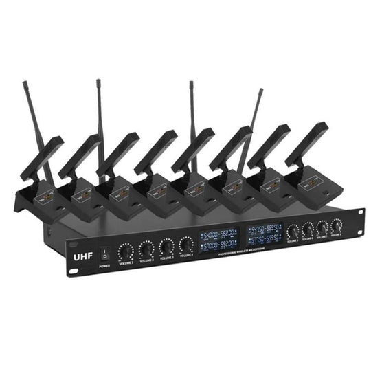 YT8 Wireless 8 Channel UHF Handheld Microphone for Stage Show 8 Short Microphones
