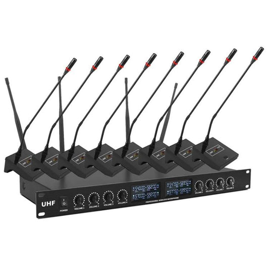 YT8 Wireless 8 Channel UHF Handheld Microphone for Stage Show 8 Gooseneck Microphones - Microphone by buy2fix | Online Shopping UK | buy2fix