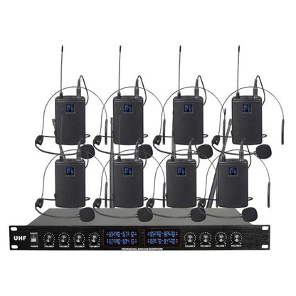 YT8 Wireless 8 Channel UHF Handheld Microphone for Stage Show 8 BodyPacks - Microphone by buy2fix | Online Shopping UK | buy2fix