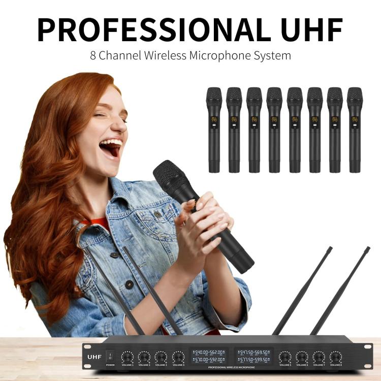 YT8 Wireless 8 Channel UHF Handheld Microphone for Stage Show 8 BodyPacks - Microphone by buy2fix | Online Shopping UK | buy2fix