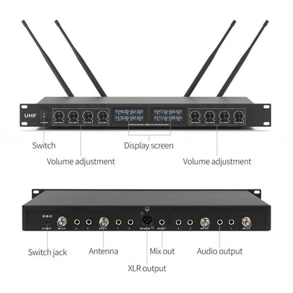 YT8 Wireless 8 Channel UHF Handheld Microphone for Stage Show 8 BodyPacks - Microphone by buy2fix | Online Shopping UK | buy2fix