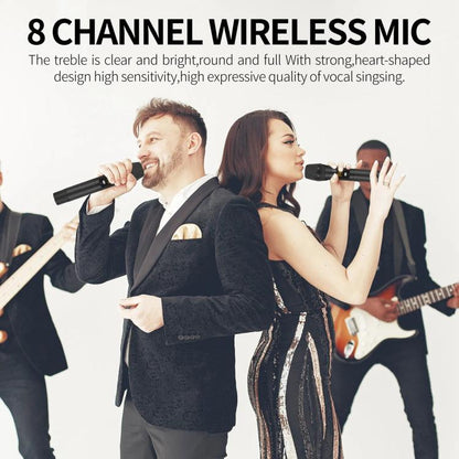 YT8 Wireless 8 Channel UHF Handheld Microphone for Stage Show 8 Handheld Microphones - Microphone by buy2fix | Online Shopping UK | buy2fix
