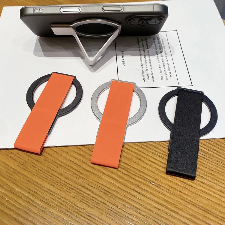 Leather Wristband Strong Magnetic Phone Holder(Orange+Black) - Ring Holder by buy2fix | Online Shopping UK | buy2fix