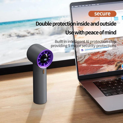 HX-F368 Smart Digital Display High Speed Handheld Fan(Dark Grey) - Electric Fans by buy2fix | Online Shopping UK | buy2fix