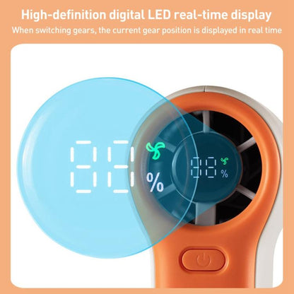 H02 HD Digital Display High Speed Mini Handheld Fan(Orange) - Electric Fans by buy2fix | Online Shopping UK | buy2fix
