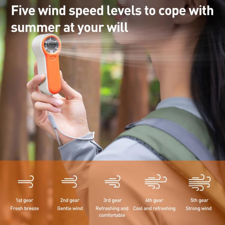 H02 HD Digital Display High Speed Mini Handheld Fan(Orange) - Electric Fans by buy2fix | Online Shopping UK | buy2fix