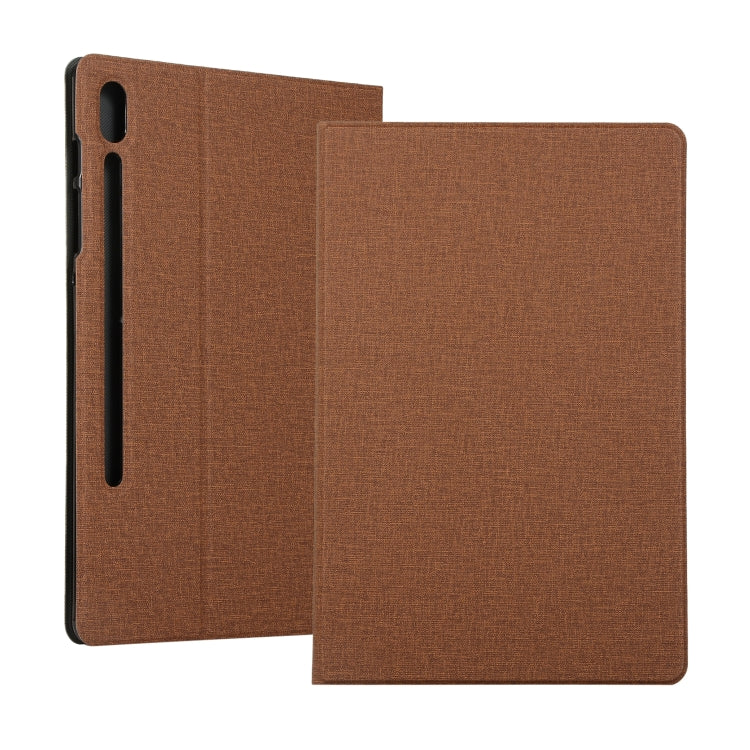 For Samsung Galaxy Tab S8+ / Tab S8 Plus / Tab S7 FE / Tab S7+ / T970 Fabric Texture Horizontal Flip PU Leather Case with Holder(Brown) by buy2fix