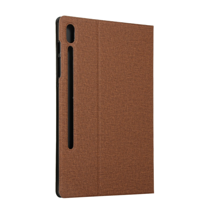 For Samsung Galaxy Tab S8+ / Tab S8 Plus / Tab S7 FE / Tab S7+ / T970 Fabric Texture Horizontal Flip PU Leather Case with Holder(Brown) by buy2fix