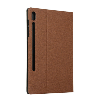 For Samsung Galaxy Tab S8+ / Tab S8 Plus / Tab S7 FE / Tab S7+ / T970 Fabric Texture Horizontal Flip PU Leather Case with Holder(Brown) by buy2fix